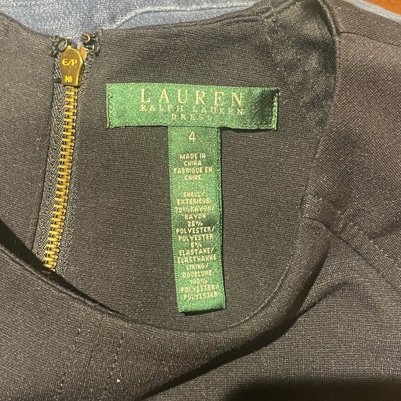 Ralph Lauren Navy Dress w gold zipper - Picture 3 of 6